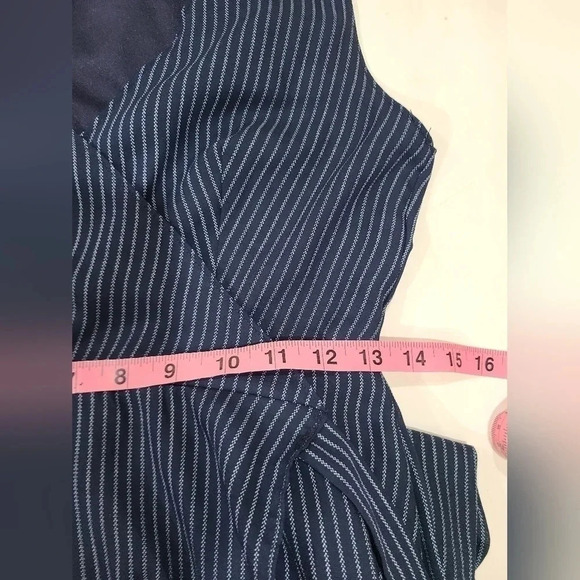 Lulus Fine Lines Navy Blue Striped   High-Low Wrap‎ Dress size S bridesmaid - Picture 10 of 11
